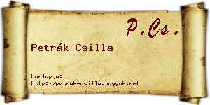 Petrák Csilla névjegykártya